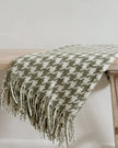 Olive Green Houndstooth Blanket Throw - Soft FurnishingsSoft Furnishings - Lulu Loves Home