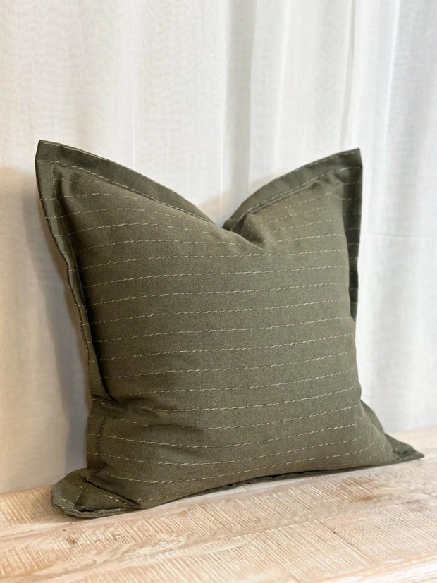 Olive Green Pinstripe Cushion Cover - Soft FurnishingsSoft Furnishings - Lulu Loves Home