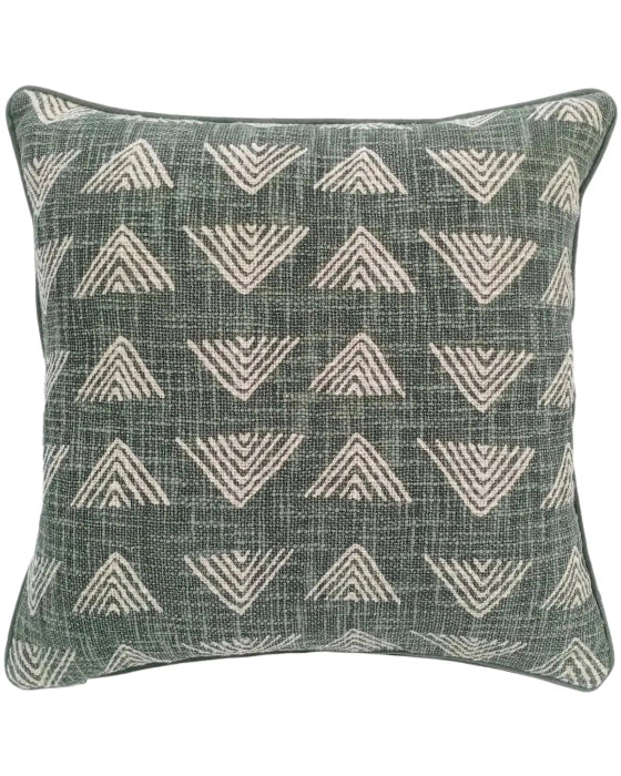 Olive Green Printed Cushion Cover - Triangle Print - Soft FurnishingsSoft Furnishings - Lulu Loves Home