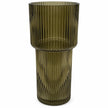 Olive green tall ribbed glass vase by Satchville