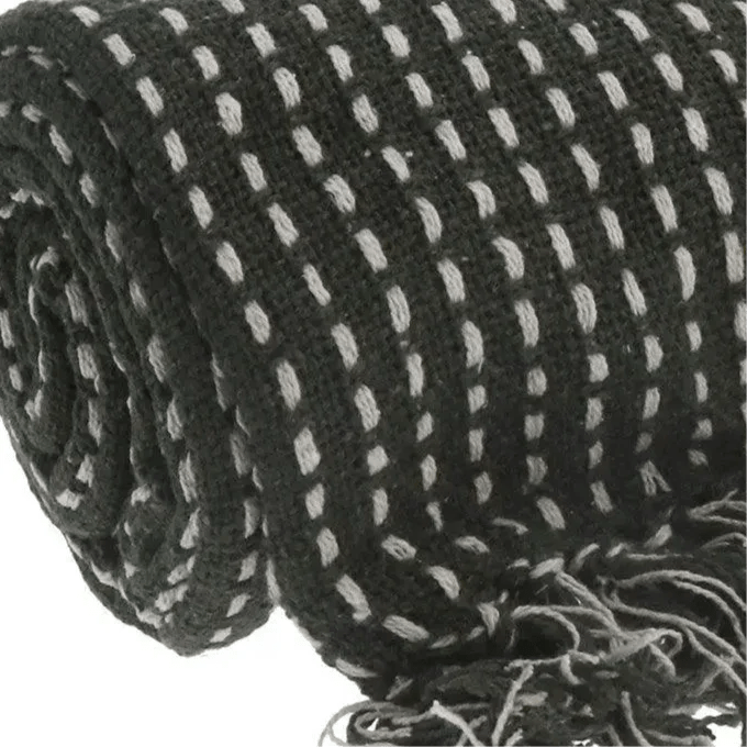 Olive Green Throw - Cotton Stab Stitch Blanket - Soft FurnishingsSoft Furnishings - Lulu Loves Home