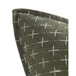 Olive green woven cushion cover with cross design, soft furnishings by Starlight Express, showcasing textured fabric and decorative pattern.
