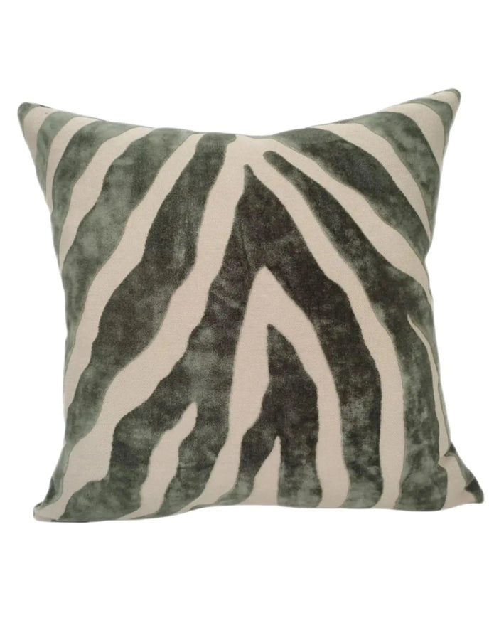 Olive Green Zebra Cut Velvet Cushion Cover - Soft FurnishingsSoft Furnishings - Lulu Loves Home