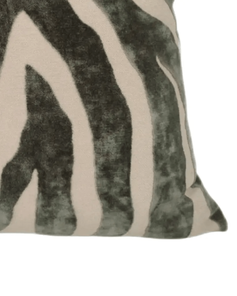 Olive Green Zebra Cut Velvet Cushion Cover - Soft FurnishingsSoft Furnishings - Lulu Loves Home