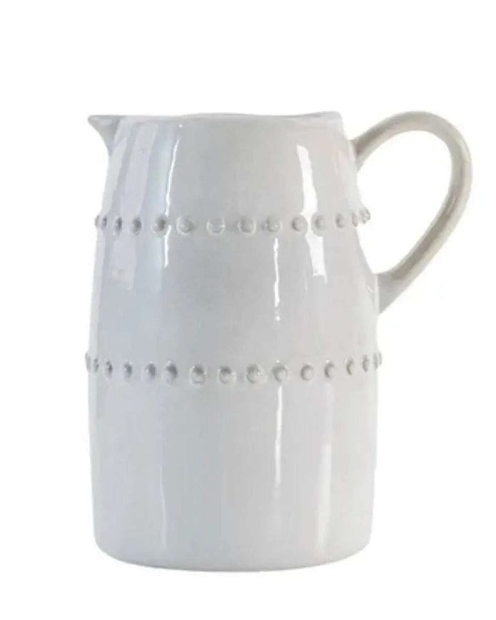 Organic White Ceramic Beaded Jug - VasesVases - Lulu Loves Home