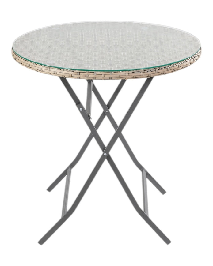 Rattan bistro garden furniture set with chair and table in natural finish, designed for outdoor patio or garden use.