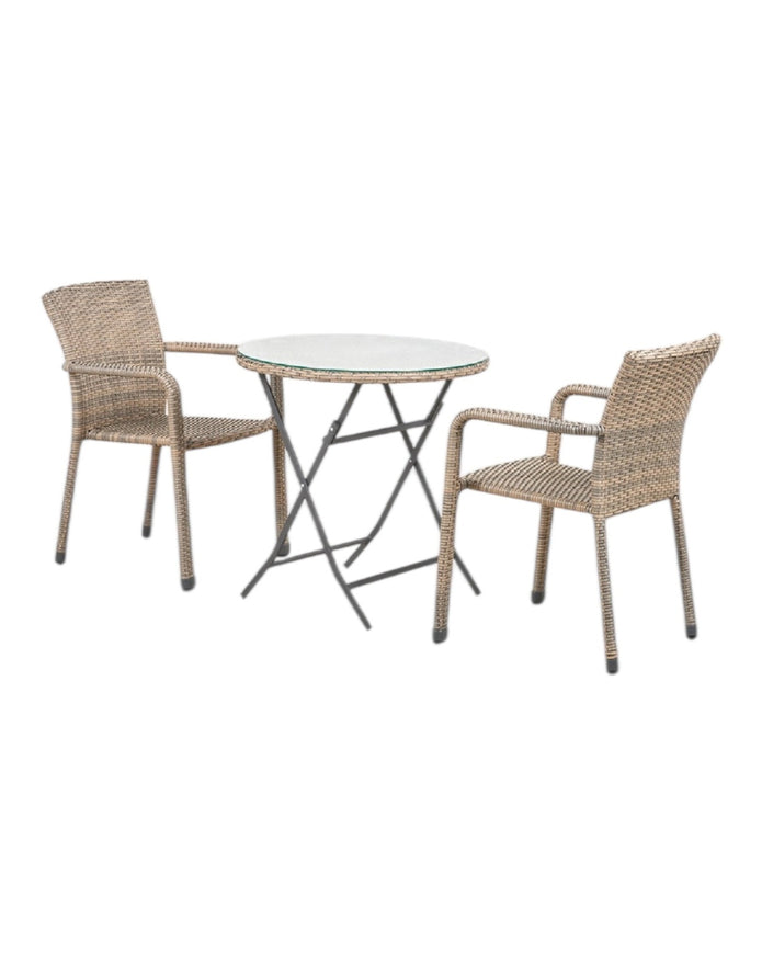 Natural rattan bistro garden furniture set with chairs and table by Pacific Lifestyle Ltd, ideal for outdoor patio dining.