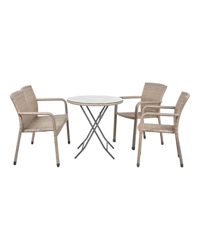 Pacific Lifestyle Ltd rattan bistro garden furniture set with sofa, chair, and table in natural finish, outdoor patio furniture.