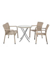 Pacific Lifestyle Ltd rattan bistro garden furniture set with sofa, chair, and table in natural finish, outdoor patio furniture.