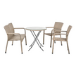 Pacific Lifestyle Ltd rattan bistro garden furniture set with sofa, chair, and table in natural finish, perfect for outdoor patio use