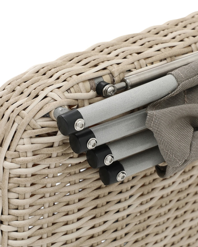 Natural rattan day bed from Pacific Lifestyle Ltd, part of a garden furniture set, designed for outdoor relaxation.