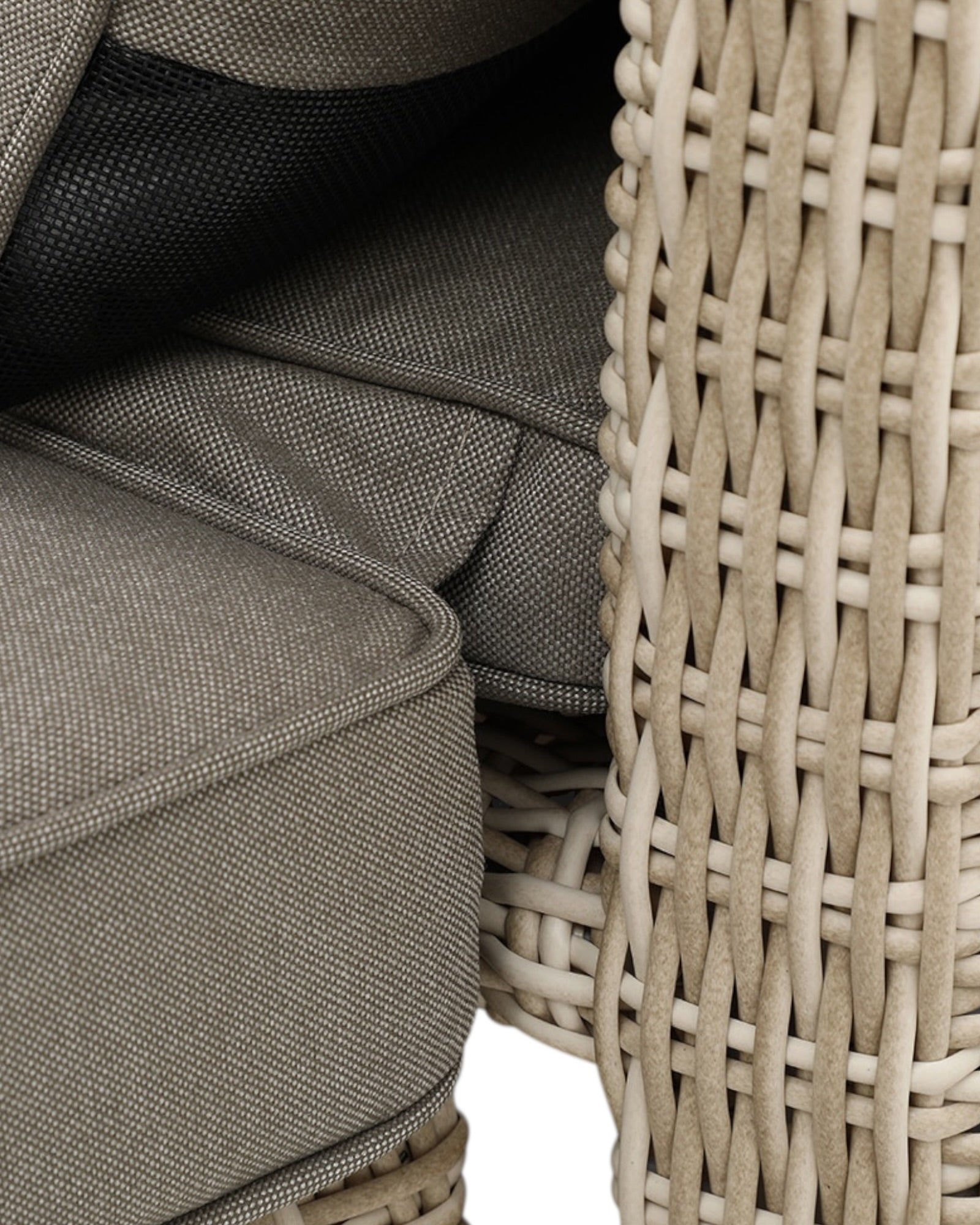 Natural rattan day bed garden furniture set by Pacific Lifestyle Ltd, featuring a comfortable outdoor lounge with cushions.