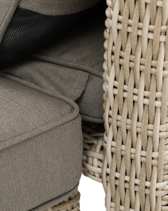 Natural rattan day bed garden furniture set by Pacific Lifestyle Ltd, featuring a comfortable outdoor lounge with cushions.