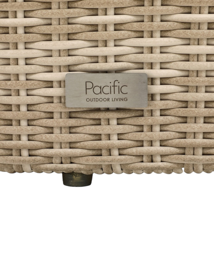 Natural rattan day bed from Pacific Lifestyle Ltd garden furniture set, featuring a comfortable outdoor seating arrangement.