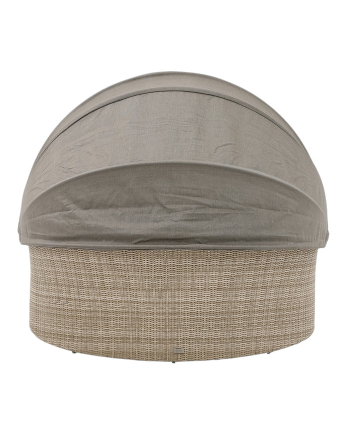 Natural rattan day bed garden furniture set by Pacific Lifestyle Ltd, featuring a comfortable outdoor lounge with cushions.