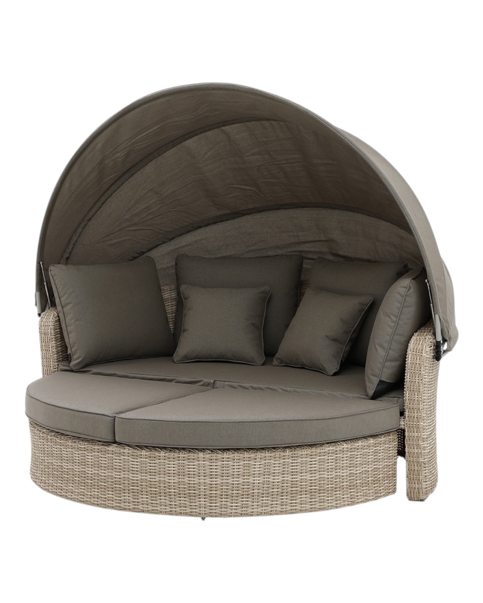 Natural rattan day bed from Pacific Lifestyle Ltd, part of a garden furniture set, perfect for outdoor relaxation.