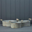 Set of Three Vintage White Ribbed Zinc Planter Bowls