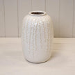 White Leaf Ceramic Ribbed Vase - Medium
