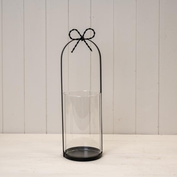 Large Black Metal Candle Holder with Bow