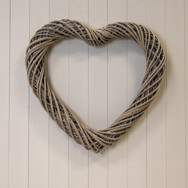 Grey Heart Thick Willow Wreath