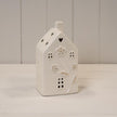 Glazed Ceramic House with LED Light Up Ornament with Textured Detail
