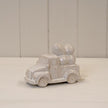 Glazed Ceramic Car Carrying Eggs Ornament with Textured Detail