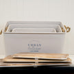 Set of Three Cream Urban Rectangular Storage Containers