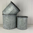 Embossed Daisy Designed Zinc Planters Set of 3
