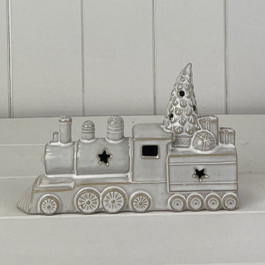 Glazed Ceramic Light Up LED Train Ornament