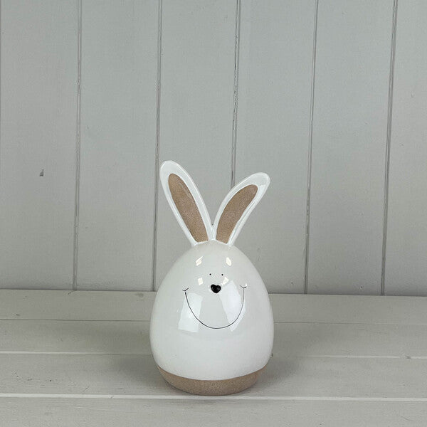 Small ceramic white rabbit figurine by Satchville, perfect for spring decor, featuring a detailed bunny design.