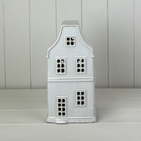 White Ceramic Light Up LED Dutch House