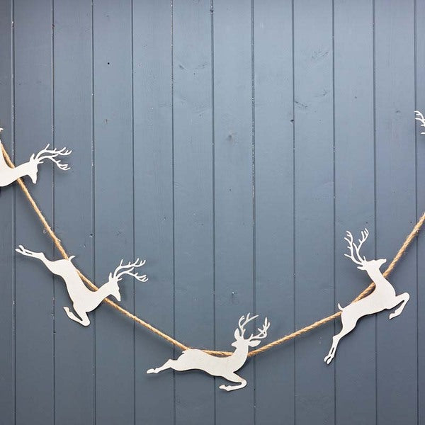 White Metal Reindeer Garland