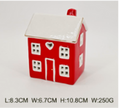 Red ceramic LED Christmas heart-shaped house by Satchville, featuring a cozy heart design with warm lighting.