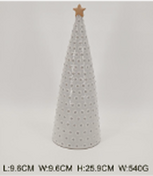 White Stoneglazed Bobbin Christmas Tree with Gold Star, medium, by Satchville