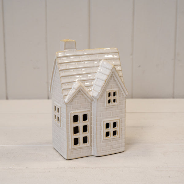 Glazed Ceramic Tiled Light Up LED House - Medium