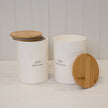 Good Kitty' Ceramic Treat Jar with Bamboo lid.