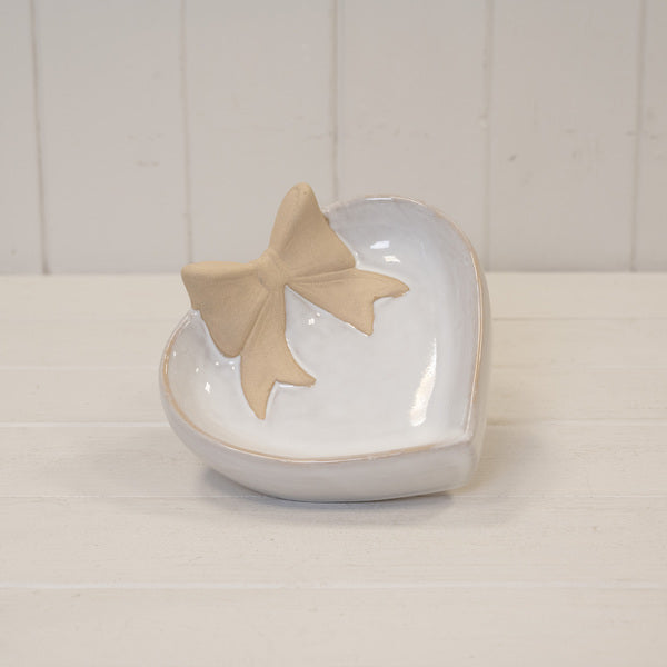 Heart Shaped Shallow Dish with Bow Design