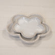 Natural Ceramic Flower Shaped Plate with Bobble Rim - Small