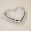 Natural Ceramic Heart Shaped Plate With Bobble Rim - Large