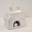 Natural ceramic thatch roof house for tealight, Satchville home decor, featuring a miniature rustic house with a thatched roof.