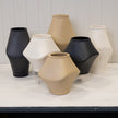 Short Graphite Sculptural Ribbed Vase.