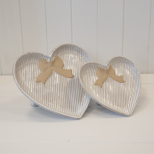 Satchville large heart plate with bow detail for kitchen and dining