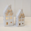 Small Ceramic LED House with Bow Details