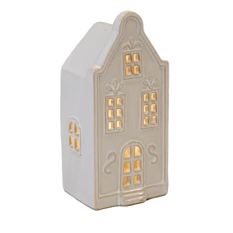 White Ceramic LED Light Up Dutch Christmas House