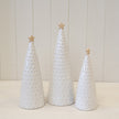 Large white Stoneglazed bobbin Christmas tree with gold star by Satchville