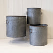 Set of Three Round Zinc Planters. S TD25 M TD30 L TD35
