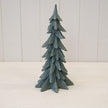 Dark sage resin Christmas tree with gold edging, tall decorative holiday tree by Satchville.