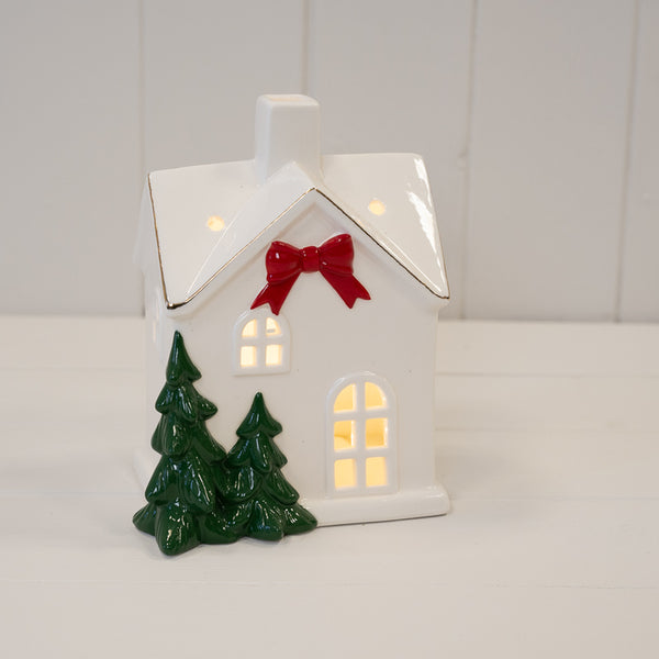 Satchville Christmas Home with Red Bow large decorative Christmas sign