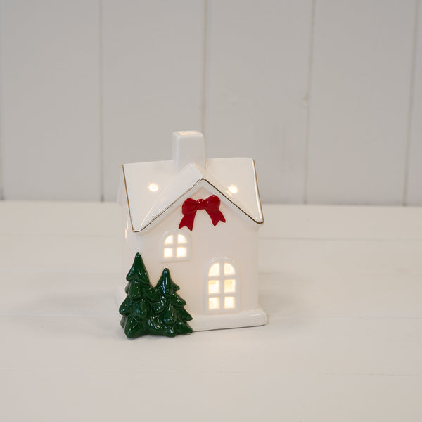 Satchville Christmas home decoration with red bow, small festive design