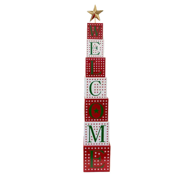 Red And White Extra Large Metal Stacking Welcome Sign